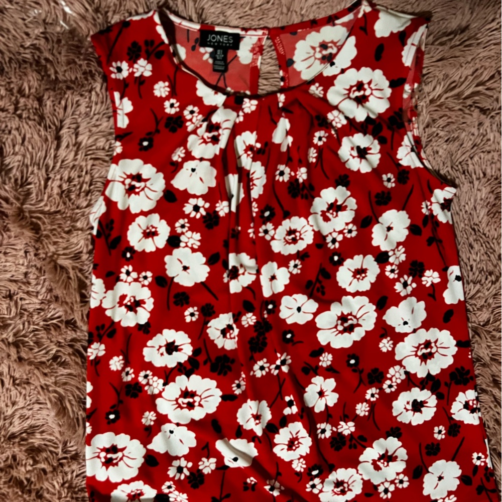 Jones NY Red Floral shirt